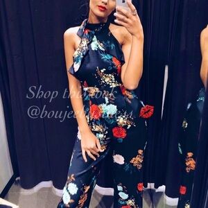 ZARA BNWT Floral Print Jumpsuit with Ruffle Appliqués
